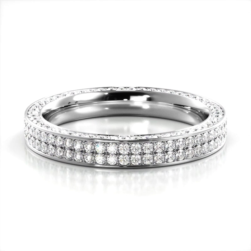 1.09 ct. Round Diamond Three Sided Wedding Ring-VIRABYANI